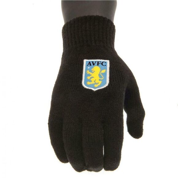 Aston Villa FC Childrens/Kids Knitted Gloves / Black - Picture 2 of 3